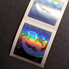 Vintage 1984 HALLMARK Unicorn Stars Rainbow Holographic Hologram Sticker Strip