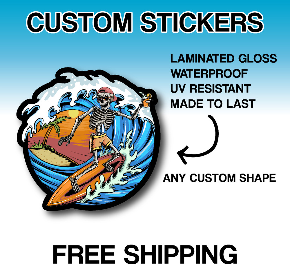 100 3inch Custom Stickers, Cut to Shape Stickers, Fast Shipping