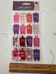 Sticko Autocollant 16 PC Funny Face Multi Color Love Monsters Scrapbooking Craft