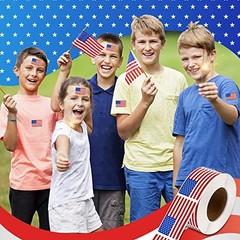 SANNIX 500 Pcs American Flag Sticker Roll,2 x 1.22 Inch US Flag Decal, USA
