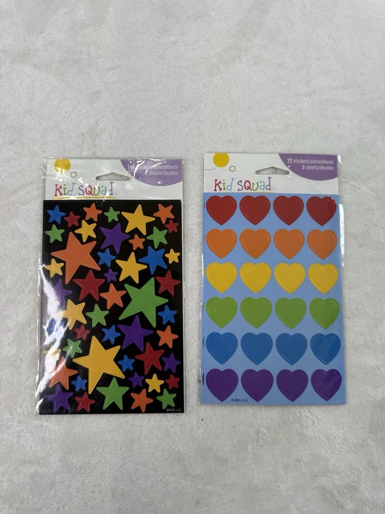 VINTAGE RAINBOW STARS Hearts Rainbow STICKERS 5 Sheets