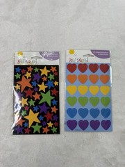 VINTAGE RAINBOW STARS Hearts Rainbow STICKERS 5 Sheets
