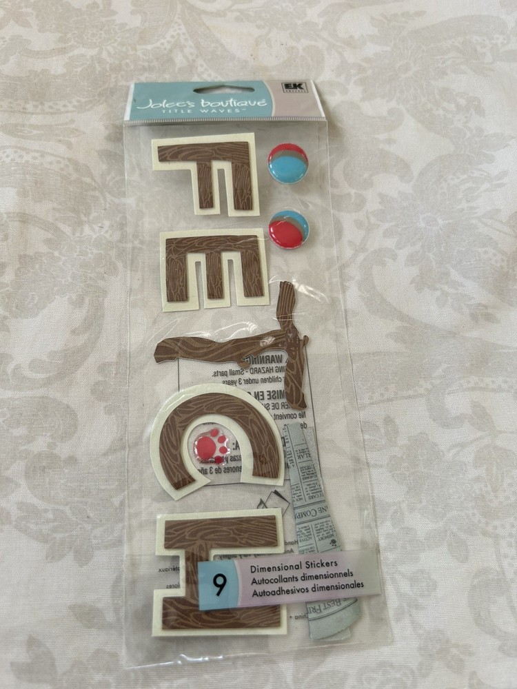 EK Success Jolee’s Boutique Title Waves Fetch Dimensional Stickers New