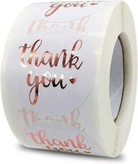 1.5 Inch Rose Gold Thank You Stickers Roll, 500 Pcs – Labels, Envelope Seals,…