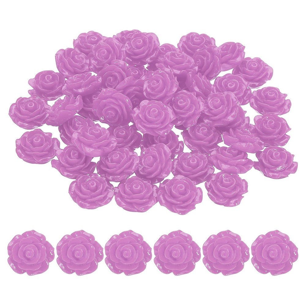 20mm Rose Flower Resin Cabochon, 50 Pcs Mini Rose Flower Resin, Light Purple