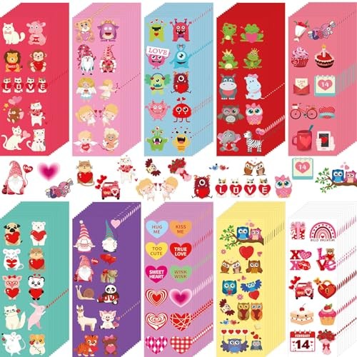 Valentine Day Stickers,100 Sheets Valentine Stickers for Kids Over 1000pcs