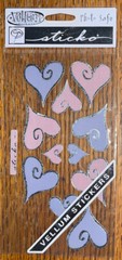 Sticko Hearts Of Love Valentines Wedding Pink Purple Silver Scrapbook Stickers
