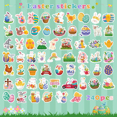 Easter Stickers for Kids – 240 PCS Easter Basket Stuffers for Boys Girls Teens A