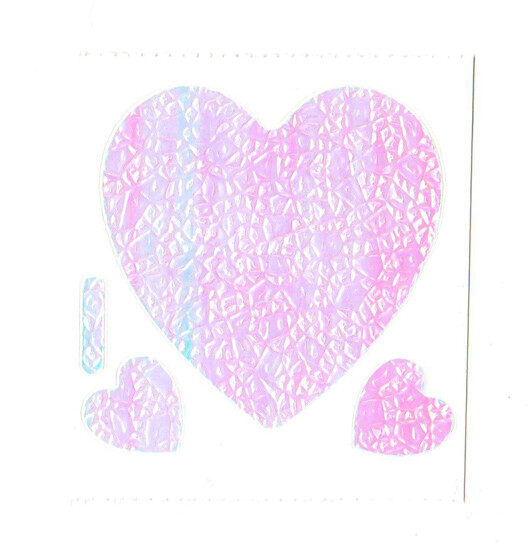Vintage 80’s Sticca Graphics Crinkle Foil Light Pearly Pink Hearts Sticker Mod