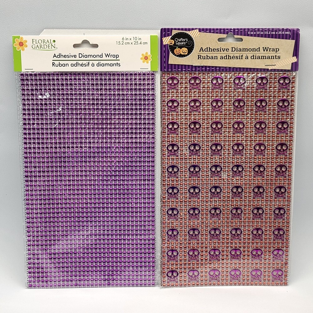 ⭐️ (2pk) Crafter’s Square Diamond Wrap Skulls Scrapbook Sticker Lot – Purple