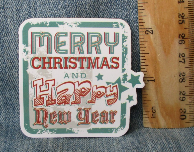 MERRY CHRISTMAS AND HAPPY NEW YEAR VINYL STICKER Scrapbooking BIN-1