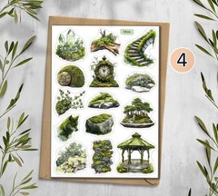 Moss Stickers. Whimsical Forest Sticker sheet. Planner, Scrapbooking 345