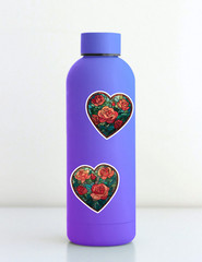Stained Glass Heart Roses Die Cut Vinyl Stickers Scrapbooking Laptop Waterbottle