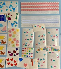 Lot Of Vintage Mrs. Grossman’s Stickers Baby, Hearts, Rain Drops, Cowboy, Food