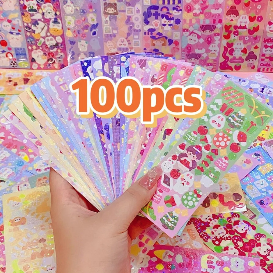 100pcs Kawaii Stickers Cute Aesthetic Diary Scrapbook Decoration Set – NEW