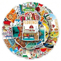 50 PCS Itanly Travel World Stickers Italian City Landmark Vacation Waterproof