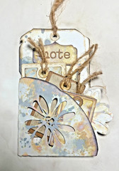Handmade Junk Journal Pocket Tag “Note” Vintage Ephemera No. 3