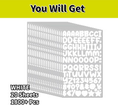 1800 Pieces 20 Sheets Small Letter Number Stickers, 1/2Inch Self-Adhesive Vinyl