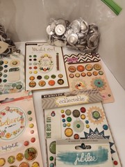 Large Lot Of Decorative Brads Buttons Embellishments For Scrapbooking