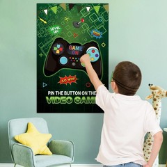 Pin the Button on the Video Games with 32PCS Stickers 20’’ X 28’’ Large Video…