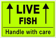 Live Fish Stickers Shipping Labels, 2 X 3 Inch Fluorescent Green Please Handle w
