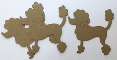 (4) *FLUFFY POODLE* Cute 1950’s Dog – Bare Chipboard Die Cuts 3 7/8″