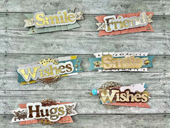 22PC Greeting Word Metal Die Cut with Shadow Frames Sentiments Diecut Greeting D