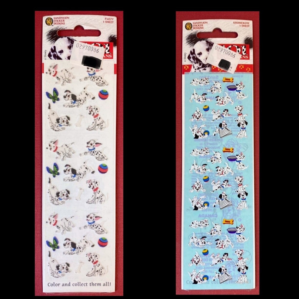Sandylion DISNEY 101 Dalmatians Puppy Dog Fuzzy AND TAZ & BUGS 4 Sticker SHEETS