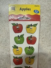 VTG y2k Instructional Fair Apples 1” Sticker Sheet 60ct Unused TS Denison As Is