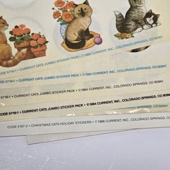 Vintage 1984/86 Current Cats Jumbo Sticker Pack, 8 Partial Sheets 2 Full Sheets
