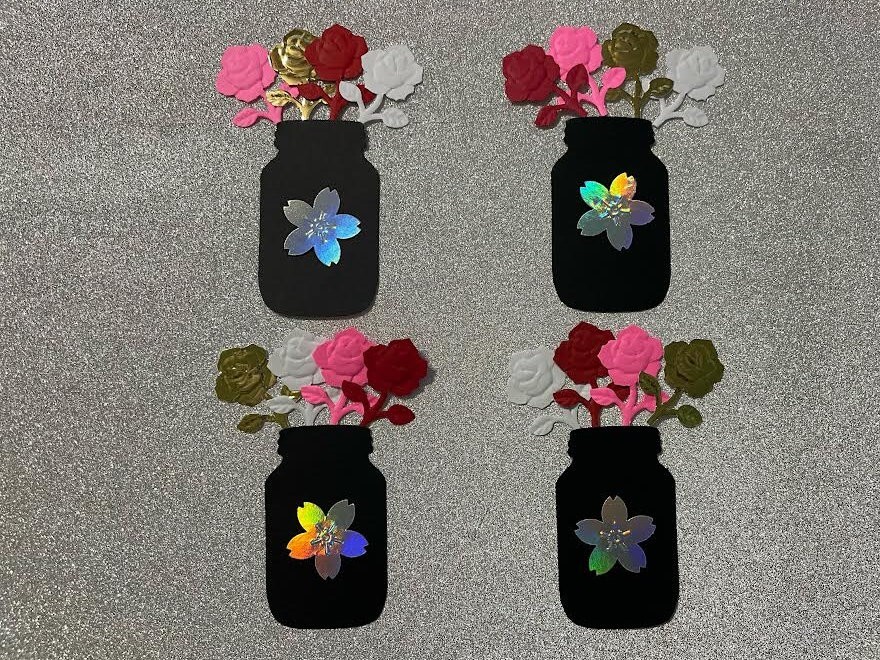 BOUQUET (RED, GOLD, WHITE, PINK) ROSES IN A JAR SILHOUETTE DIE CUT/ CUTS -24pcs
