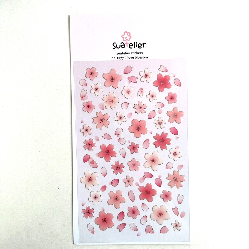 Pink Cherry Blossom Sakura Dimensional Planner Stickers Scrapbooking Journal