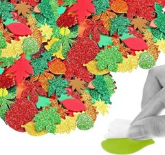 400 pcs Glitter-Foam Leaf Stickers-Halloween, Fall, craft Back To School Craft