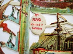 Fantastic Vintage Die Cuts of 1800-1900’s Sailing Ships w/ Sailors,Dog & Woman *