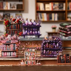 40Pcs Floral Books Stack Cat PET Stickers Journal Card Planner Scrapbook Crafts