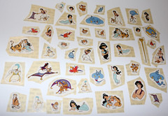 LOT OF 45 VINTAGE VERY RARE DISNEY WORLD CUT ALADDIN STICKERS NEW & UNUSED!