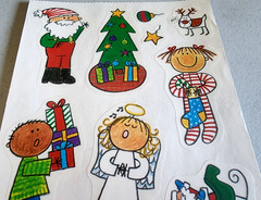 Vintage 1999 MAMBI Christmas Kids Clear Stickers Angel Santa 12″ Scrapbook NOS