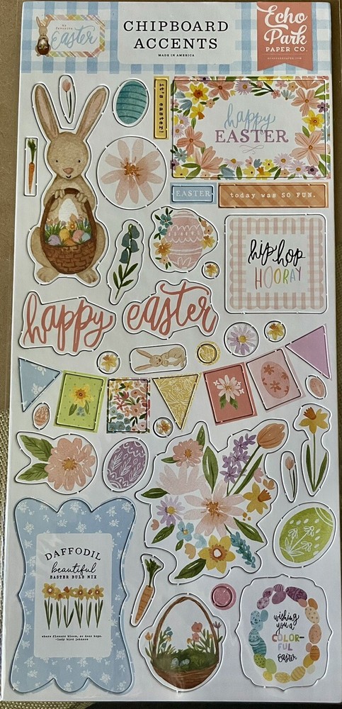 Echo Park~MY FAVORITE EASTER~ chipboard accents set~Really nice! Quick Ship!!