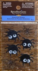 NEW RECOLLECTIONS Halloween Black Spiders Webs Google Eyes SCRAPBOOK STICKERS