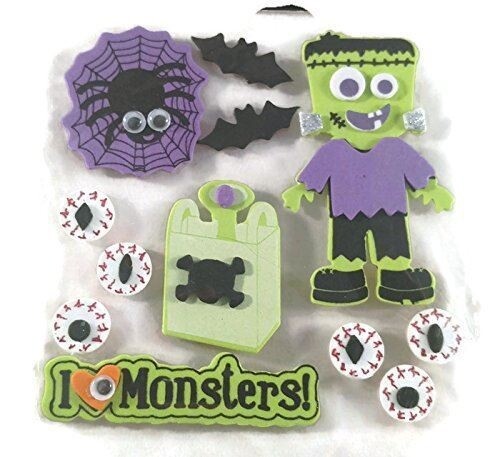 Halloween Monsters Foam 3d Stickers with Wiggle Eyes