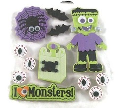 Halloween Monsters Foam 3d Stickers with Wiggle Eyes