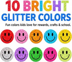 1000 PCS Glitter Smiley Face Stickers for Kids – 1 Inch Round Holographic Happy