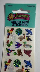 Vintage Sandylion Prismatic Bird Mini Stickers Peacock Toucan Parrot Cardinal