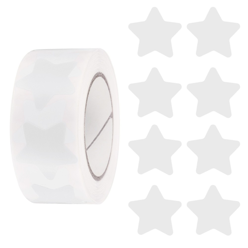 Star Stickers Roll 1 Inch, 500pcs Adhesive Star Labels for DIY Crafts, White