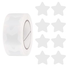 Star Stickers Roll 1 Inch, 500pcs Adhesive Star Labels for DIY Crafts, White