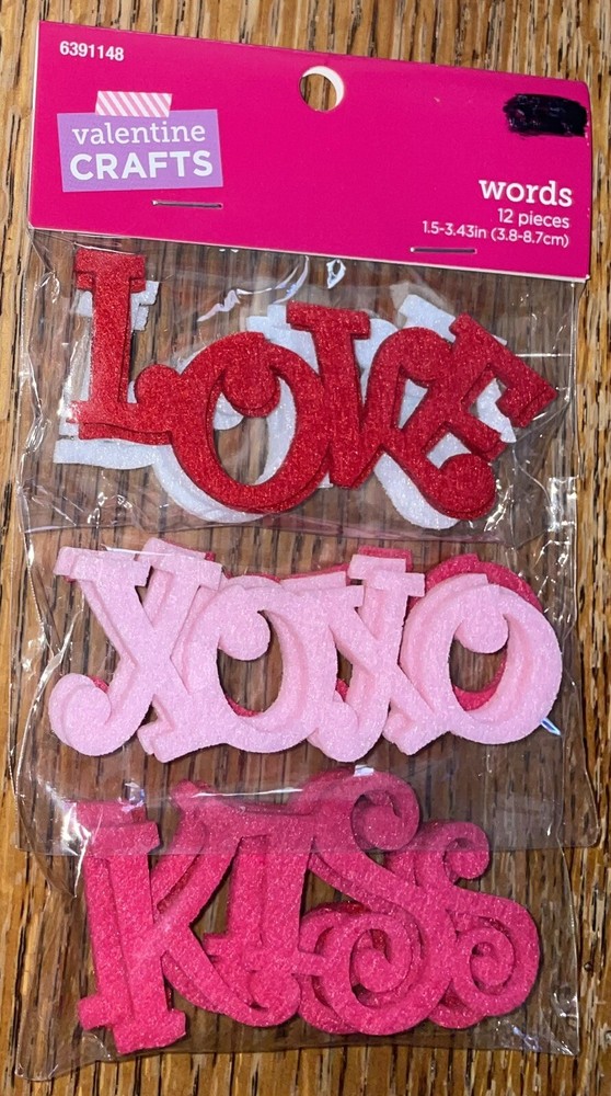 Brother Sister Design Studio Valentine Craft Word Glitter Kiss XOXO Love Sticker