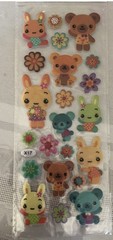 Bulk Lot 4 Kawaii Animals Puffy Glitter Stickers Sheet Scrapbooking