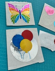 Vintage Stickers Foil Hambly Studios Small World Greetings Heart Butterfly