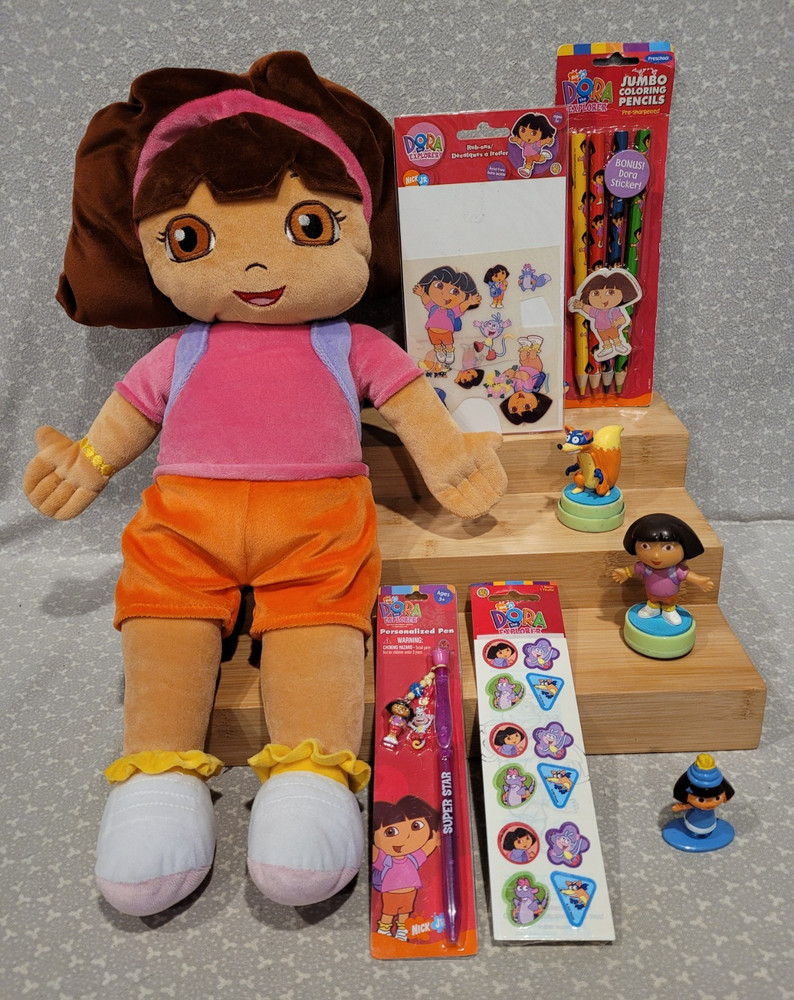 Nick Jr Dora the Explorer Sandylion Stickers Colored Pencils Pen Stamp Plush Lot