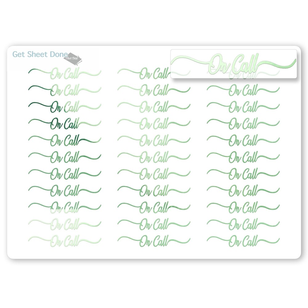 On Call  Script Planner Stickers / 30 Gold Foiled Text Headers (1.5″) /  Wo…
